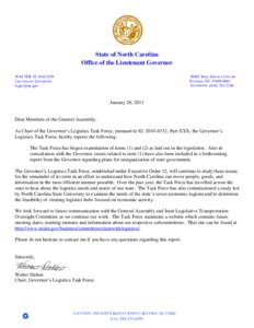 State of North Carolina Office of the Lieutenant Governor WALTER H. DALTON LIEUTENANT GOVERNOR [removed]