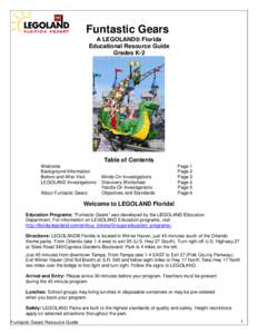 Funtastic Gears A LEGOLAND Florida Educational Resource Guide Grades K-2  Table of Contents