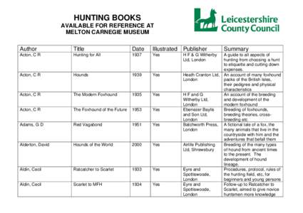 Hunting / Dog breeding / Foxhound / Beagle / Quorn Hunt / Harrier / Berkeley Hunt / Beagling / William Fawcett / Dog breeds / Fox hunting / Breeding