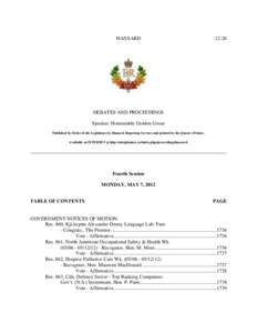 HANSARD[removed]DEBATES AND PROCEEDINGS Speaker: Honourable Gordon Gosse