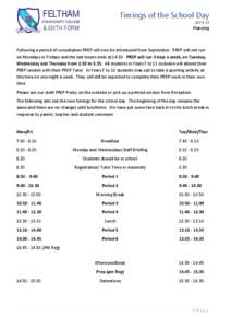 FELTHAM  Timings of the School Day COMMUNITY COLLEGE