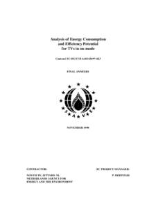 Analysis of Energy Consumption and Efficiency Potential for TVs in on-mode Contract EC-DGXVIIDFINAL ANNEXES