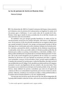 98  matrimonio homosexual, familia homoparental La ley de parejas de hecho en Buenos Aires Mariana Carbajal