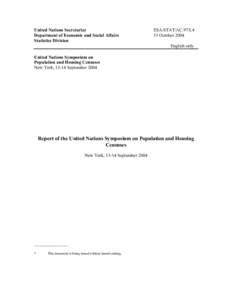 United Nations Secretariat Department of Economic and Social Affairs Statistics Division ESA/STAT/AC.97/L4 15 October 2004