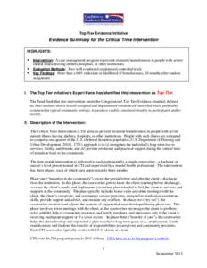 Evidence Summary for Critical Time Intervention (CTI)