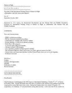 Partners in Flight ************************************* LA T A N G A R A ************************************* Newsletter of the International Working Group of Partners in Flight a Hemisphere-wide bird conservation init