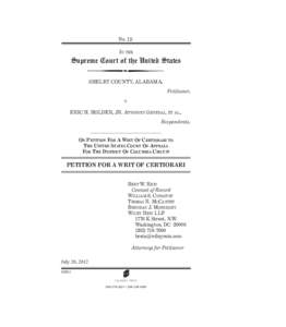 No. 12IN THE  Supreme Court of the United States SHELBY COUNTY, ALABAMA, Petitioner, v.