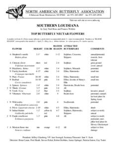 NORTH AMERICAN BUTTERFLY ASSOCIATION 4 Delaware Road, Morristown, NJ[removed]tel[removed]fax[removed]Visit our web site at www.naba.org SOUTHERN LOUISIANA by Gary Noel Ross and Frances Welden