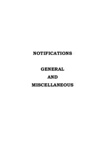 NOTIFICATIONS GENERAL AND MISCELLANEOUS  INDEX