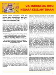 VISI INDONESIA 2045: NEGARA KESEJAHTERAAN Aburizal Bakrie menggagas cetak biru
