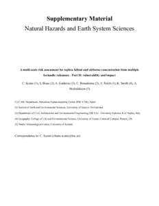 Supplementary Material Natural Hazards and Earth System Sciences A multi-scale risk assessment for tephra fallout and airborne concentration from multiple Icelandic volcanoes - Part II: vulnerability and impact C. Scaini