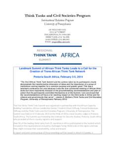 South African Institute of International Affairs / Tanks of the interwar period / International relations / Academia / Public administration / The Diplomatic Courier / Foreign Policy Research Institute / Think tanks / Think Tanks and Civil Societies Program / James McGann