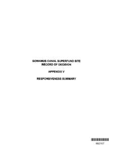 Gowanus Canal ROD Appendix V Responsiveness Summary