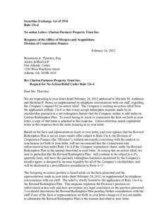 Division of Corporation Finance No-Action Letter: Clarion Partners Property Trust Inc.