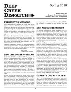DEEP CREEK DISPATCH➠ Spring 2010 Newsletter of the