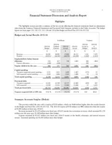 PROVINCE OF BRITISH COLUMBIA PUBLIC ACCOUNTSFinancial Statement Discussion and Analysis Report