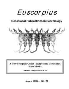 Euscorpius Occasional Publications in Scorpiology