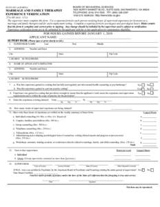 BOARD OF BEHAVIORAL SCIENCES 1625 NORTH MARKET BLVD., SUITE S200, SACRAMENTO, CA[removed]TELEPHONE: ([removed]TTY: ([removed]STATE OF CALIFORNIA