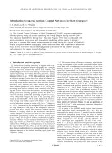 JOURNAL OF GEOPHYSICAL RESEARCH, VOL. 110, C10S01, doi:[removed]2005JC003124, 2005  Introduction to special section: Coastal Advances in Shelf Transport J. A. Barth and P. A. Wheeler College of Oceanic and Atmospheric Sci