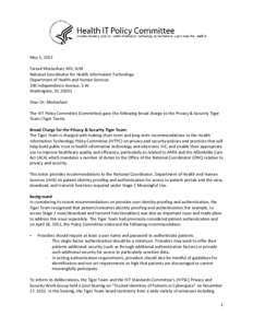 HIT Policy Committee Transmittal Letter, May 3, 2013