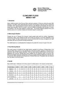 Bureau of Meteorology Queensland Regional Office Hydrology Section CLONCURRY FLOOD MARCH 1997