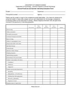 Microsoft Word - ClinicalPracticumSummerInternshipEvaluationForm.doc