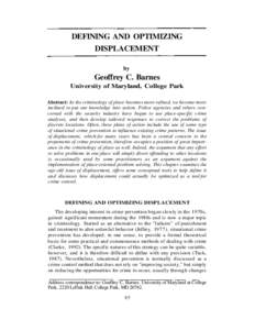 DEFINING AND OPTIMIZING DISPLACEMENT by Geoffrey C. Barnes University of Maryland, College Park