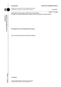 Unclassified  DSTI/ICCP/IEFINAL Organisation de Coopération et de Développement Économiques Organisation for Economic Co-operation and Development