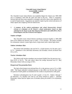 Churchill County School District Accountability Analysis[removed]The Churchill County School District Accountability Report for School year[removed]was in compliance with both the spirit and letter of the law. There 