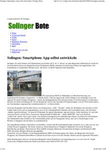 Solingen: Smartphone App selbst entwickeln | Solinger-Bote  1 von 2 http://www.solinger-bote.de/nachrichtensolingen-smartpho...