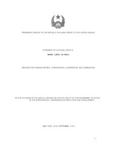 .  PERMANENT MISSION OF THE REPUBLIC OF GUINEA BISSAU TO THE UNITED NATIONS STATEMENT BY HIS EXCELLENCE M. MARIO LOPE S DA ROS A