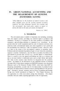 IV. GREEN NATIONAL ACCOUNTING AND THE MEASUREMENT OF GENUINE (EXTENDED) SAVING