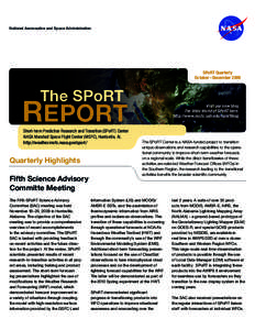 National Aeronautics and Space Administration  SPoRT Quarterly October – December[removed]The SPoRT