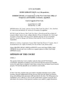 12 N.Y.3d[removed]BORIS KHRAPUNSKIY et al., Respondents, v. ROBERT DOAR, as Commissioner of the New York State Office of Temporary and Disability Assistance, Appellant.