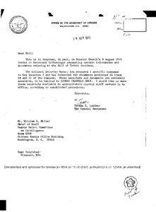 Memorandum from Mr. Thomas K. Latimer to Mr. William G. Miller, Chief of Staff SSCI; 19 Sep 1975