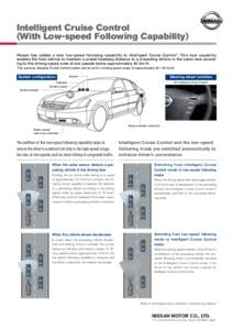 Intelligent Cruise Control (With Low-speed Following Capability) Nissan has added a new low-speed following capability to Intelligent Cruise Control*. This new capability enables the host vehicle to maintain a preset hea