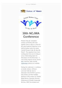 No Images? Click here  30th NCJWA Conference Women from all Australian sections of NCJWA will come