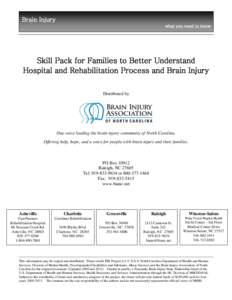 Brain Injury what you need to know Skill Pack for Families to Better Understand Hospital and Rehabilitation Process and Brain Injury Distributed by