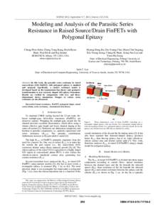 SISPAD 2012, September 5-7, 2012, Denver, CO, USA  Modeling and Analysis of the Parasitic Series Resistance in Raised Source/Drain FinFETs with Polygonal Epitaxy Chang-Woo Sohn, Chang Yong Kang, Rock-Hyun