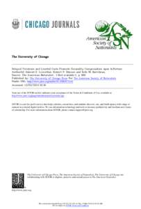 The University of Chicago  Delayed Virulence and Limited Costs Promote Fecundity Compensation upon Infection Author(s): Gabriel E. Leventhal, Robert P. Dünner and Seth M. Barribeau, Source: The American Naturalist, (-No