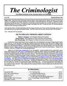 Page 1  The Criminologist The Criminologist The Official Newsletter of the American Society of Criminology