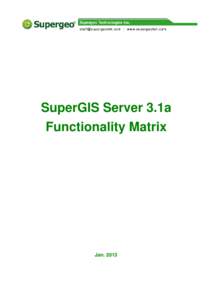 SuperGIS Server 3.1a Functionality Matrix Jan. 2013  SuperGIS Server 3.1a Functionality Matrix