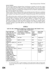 Date of entry into force: LEGAL NOTICE The civil aviation authorities of Member States of the European Community are only able to inspect aircraft of airlines that operate flights to and from Community airports