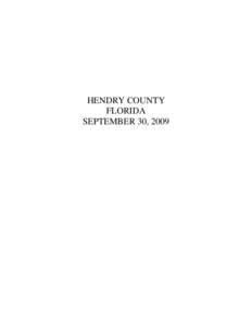 HENDRY COUNTY FLORIDA SEPTEMBER 30, 2009 TABLE OF CONTENTS Pages