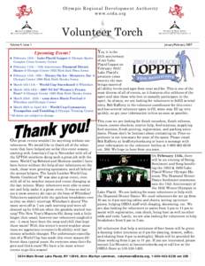 Olympic Regional Development Authority www.orda.org Volunteer Torch Volume 4, Issue 1