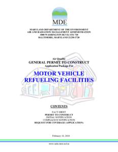 MARYLAND DEPARTMENT OF THE ENVIRONMENT AIR AND RADIATION MANAGEMENT ADMINISTRATION 1800 WASHINGTON BLVD, STE 720 BALTIMORE, MARYLAND[removed]Air Quality