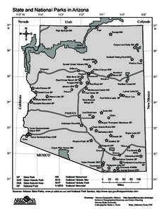 State and National Parks in Arizona 115° W 113°  Nevada