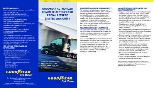 Mechanical engineering / Warranty / Tubeless tire / Technology / Transport / Tires / Goodyear Tire and Rubber Company / Retread