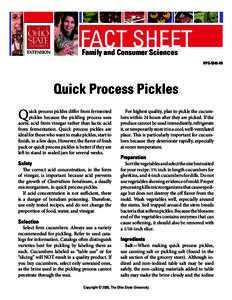 Family and Consumer Sciences HYG[removed]Quick Process Pickles  Q