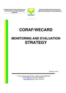 Conseil Ouest et Centre Africain pour la Recherche et le Développement Agricoles West and Central African Council for Agricultural Research and Development